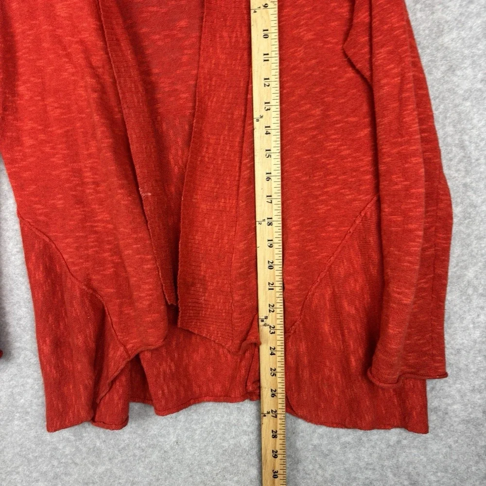 Eileen Fisher Womens Sz Petite PM Linen Blend Open Front Cardigan Sweater Orange - Picture 4 of 7